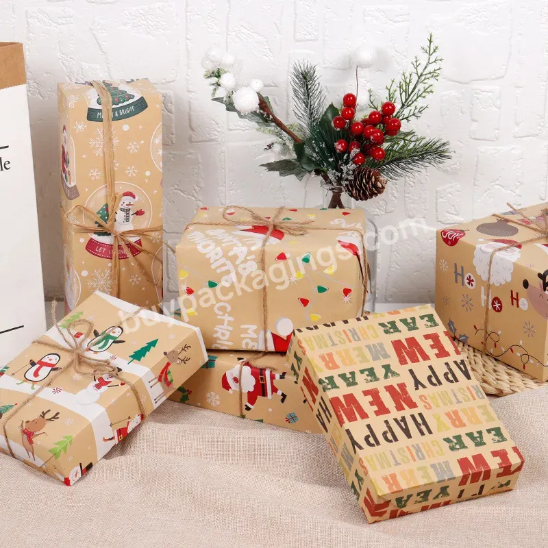 New Arrival 50*76cm Christmas Gift Paper Kraft Brown Gift Wrapping Paper With Christmas Element Design Printed