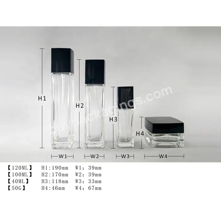New Arrival Luxury Cosmetic Packaging Glass Bottle Jar Set With Plastic Lid - Buy Bottle Set For Cosmetic,Luxury Cosmetic Bottle Set,Cosmetic Bottle Series.