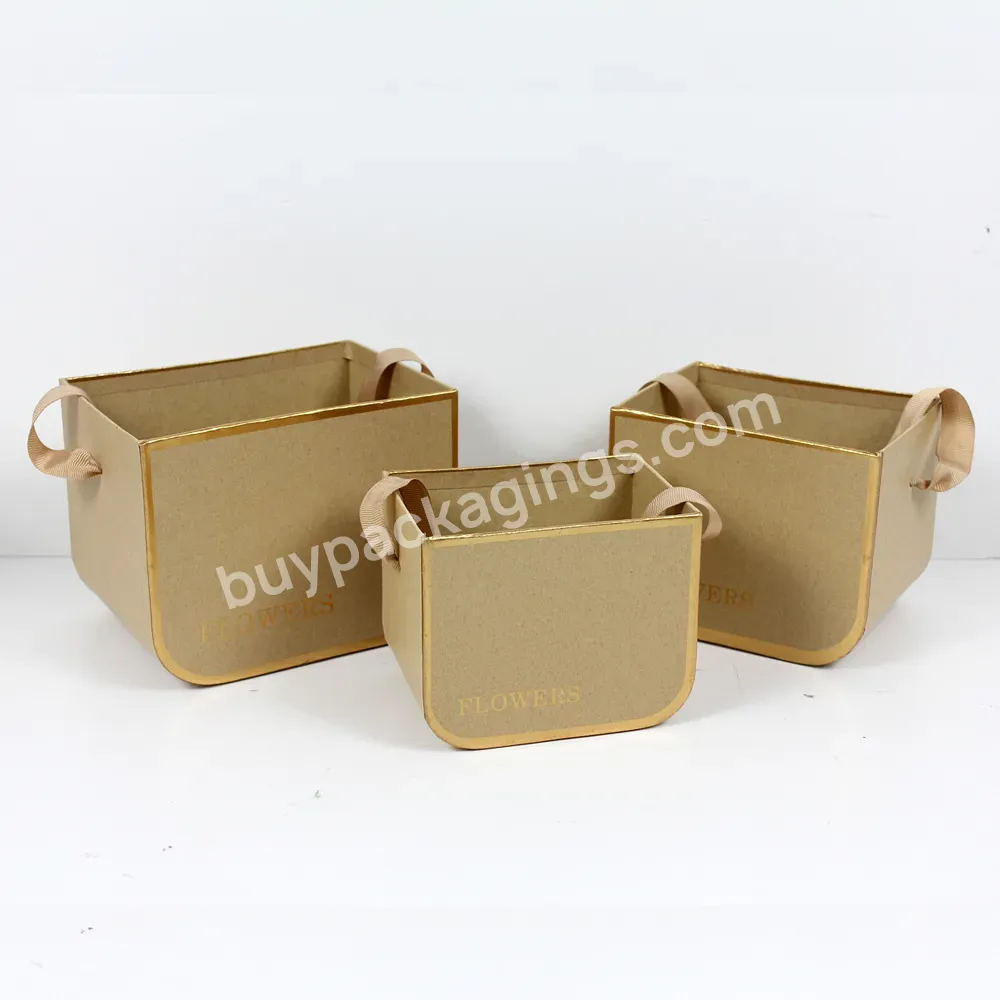 New Arrival Set Of 3pcs U Shaped Flower Gift Paper Box Paperboard Flower Box With Polyester Handle Ribbon - Buy Set Of 3pcs U Shaped Flower Gift Paper Box,Paperboard Flower Box,Flower Box With Polyester Handle Ribbon.