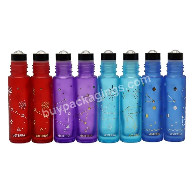 New Arrivals 10ml Painted Thick Empty Glass Roller Bottle With Hot Stamp Doterra Pattern Printing And Colorful Aluminum Caps - Buy 10ml Painted Thick Glass Roller Bottle,10ml Glass Bottle With Hot Stamp Doterra Printing,Colorful Painted Glass Bottles