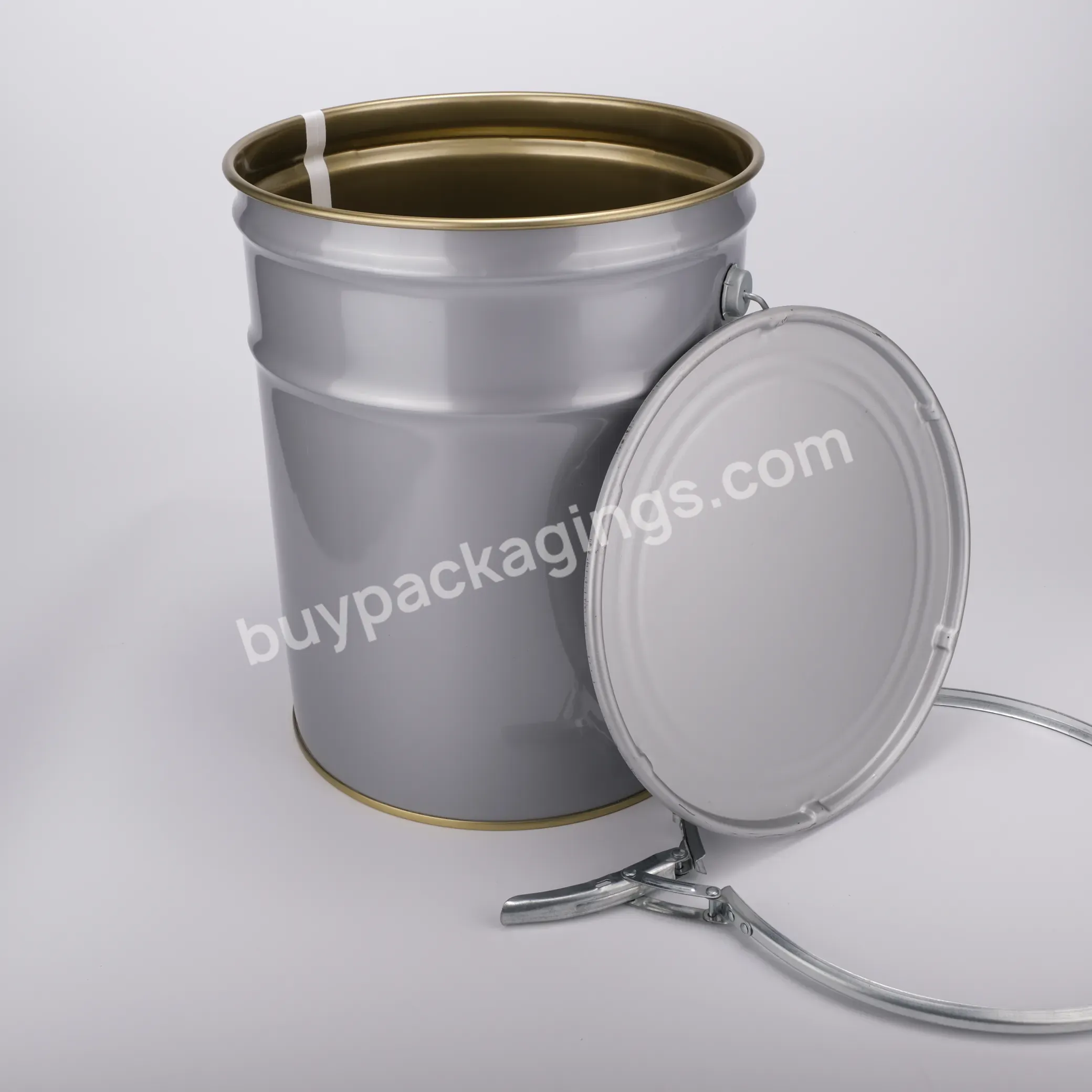 New Arrivals Custom Oem Stainless Metal Paint Bucket With Lever Lock Ring Lid - Buy Round Metal Tin Can,Metal Paint Bucket,Metal Paint Bucket With Lid.