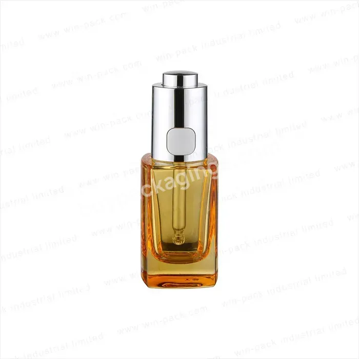 New Cosmetic Glass Bottle Semi-transparent Orange Square Bayonet Dropper Bottle Button 30ml - Buy Square Dropper Bottle,Button 30ml Cosmetic Glass Bottle,30ml Oil Essence Bottle Set.