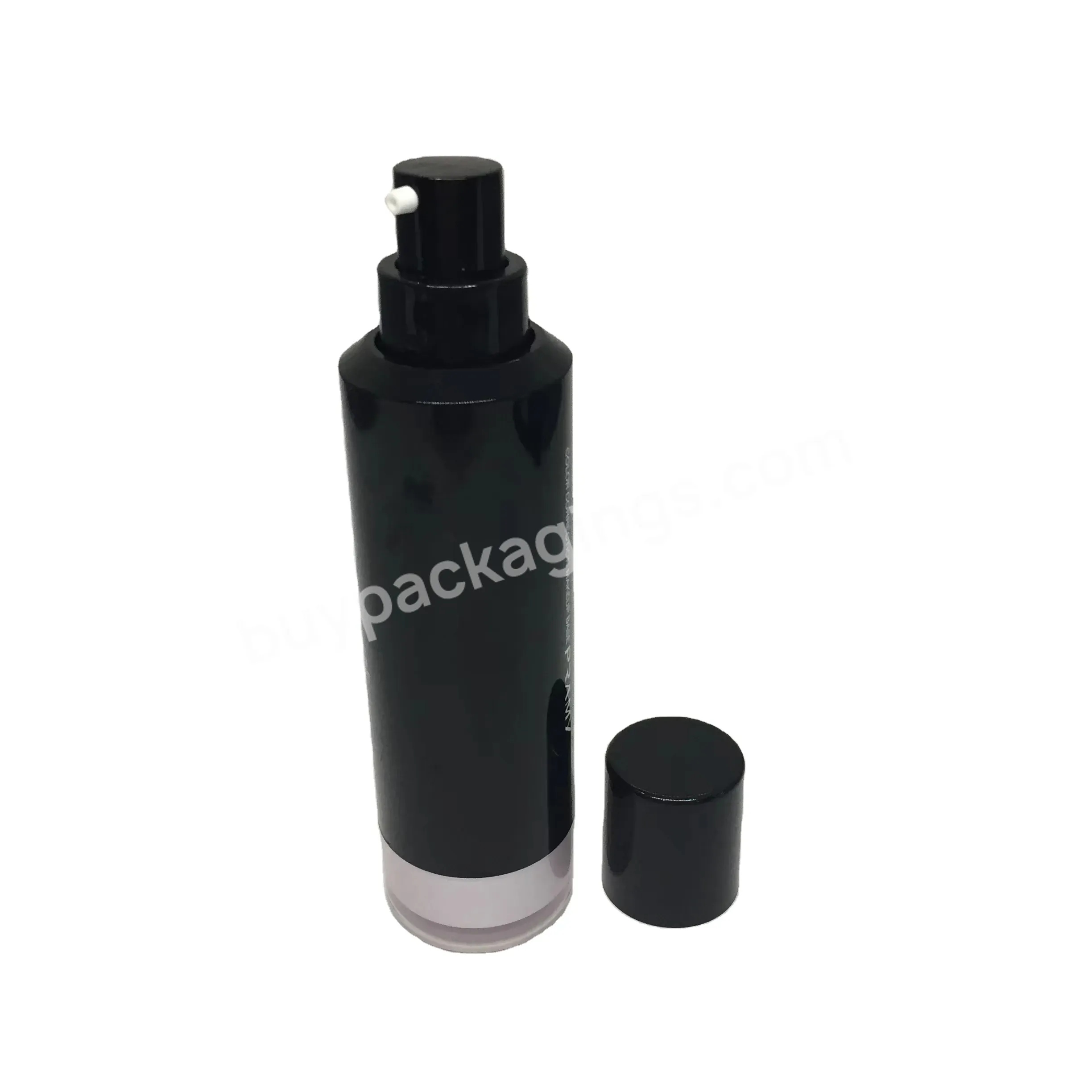 New Custom Empty 35ml Shiny Black Printed Airless Face Cream Bottle