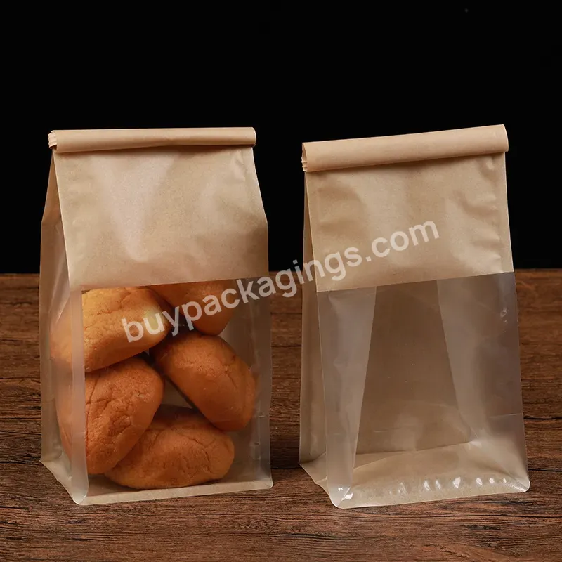 New Design Bakery Packaging Bread Bags With Brown Kraft Paper Window - Buy Paper Bread Bag,Bakery Packaging Bread Bags,Kraft Bags With Handles.