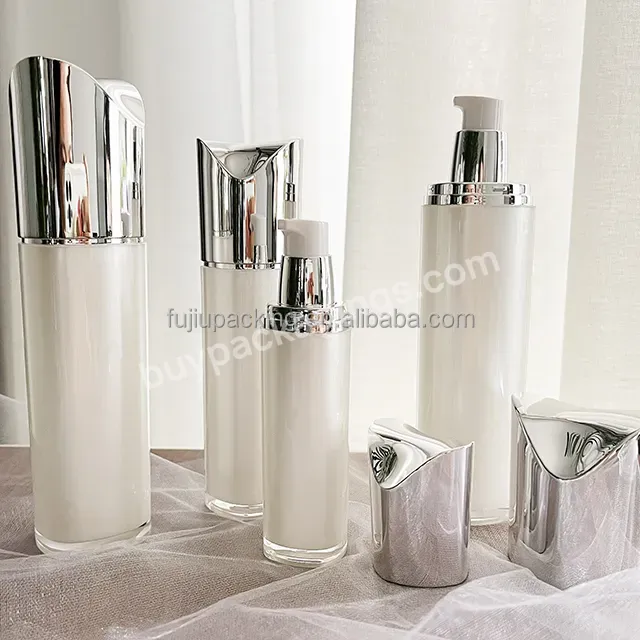 New Design Fashion 30ml 50ml 80ml 100ml Pearl White Skin Care Cosmetic Packing Acrylic Bottlte Lotion Bottles Set - Buy Luxury Cosmetics Packaging Acrylic Pearl White Bottle Sets,Empty Glass Cream Jar And Pump Spray Bottle Skin Care Set,Set Face Crea