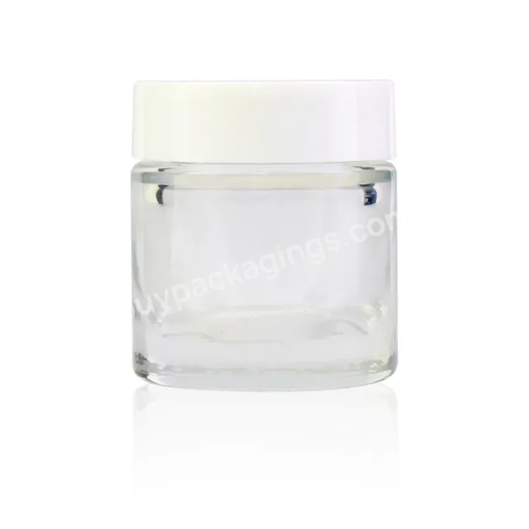 New Mold Style Clear Double Wall Heavy Bottom Child Resistant Glass Jar With Child Resistant White Lid Food Honey Packaging