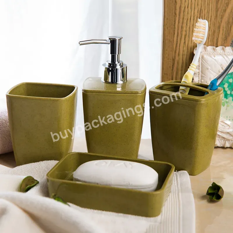 New Product Dark Green Toothbrush Holder Soap Dish Shower Accessories Luxury Hotel Bathroom Sets - Buy Bathroom Sets,Bathroom Accessories,Bathroom Shower Set.