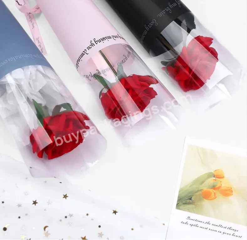 New Simple Single Flowers Wrapping Cellophane A Flower Sleeve Rose Packaging Florist Floral Materials - Buy Single Flower Sleeve,Flower Sleeve Cellophane,New Simple Single Flowers Wrapping Cellophane A Flower Sleeve Rose Packaging Florist Floral Mate