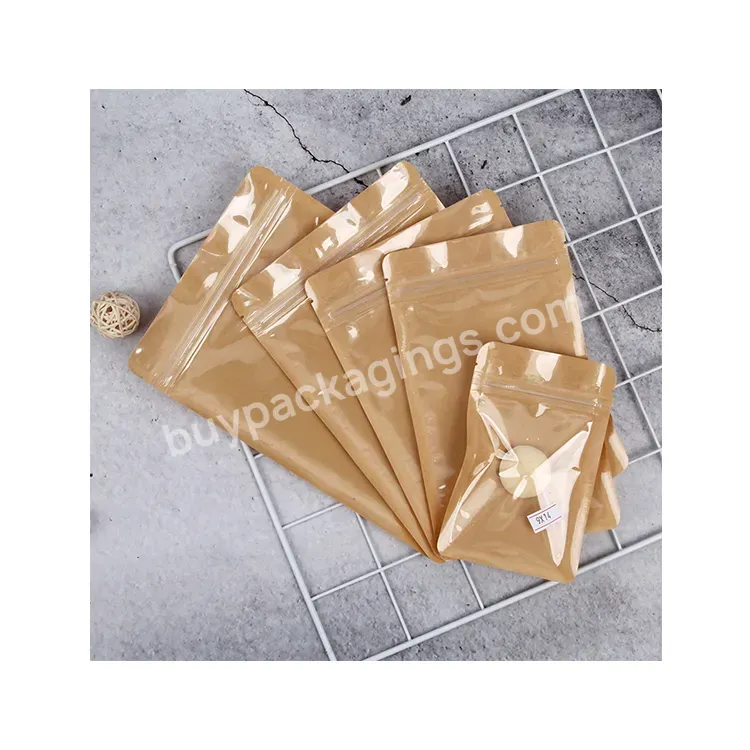 Newest Promotional One Side Clear Another Side Kraft Paper Stand Up Zipper Bag - Buy Stand Up Zipper Bag,Kraft Paper Stand Up Zipper Bag,Kraft Paper Zipper Bag.