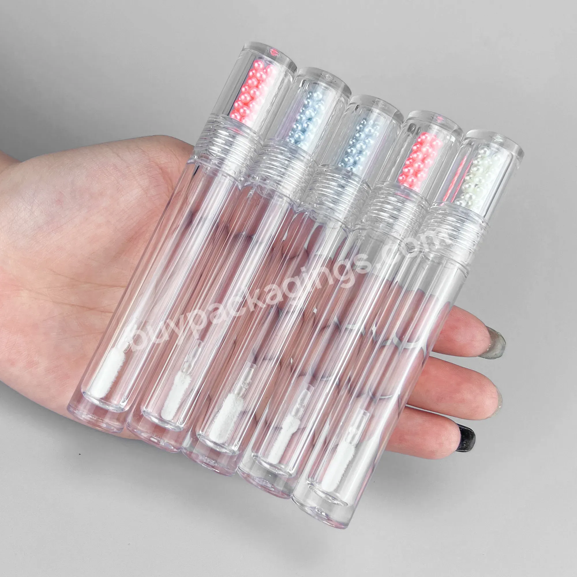 Newest Stock Acrylic Transparent Solid Cover Round Empty Plastic Lip Gloss Tube With Wands Private Label - Buy Natural Lip Gloss Container Tube,Transparentl Lip Gloss Tube,Clear Lip Gloss Packaging.