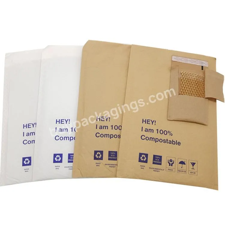 Nonplastic Eco Friendly Compostable Cushion Kraft Corrugated Paper Shipping Courier Mailing Bag Honeycomb Padded Mailer