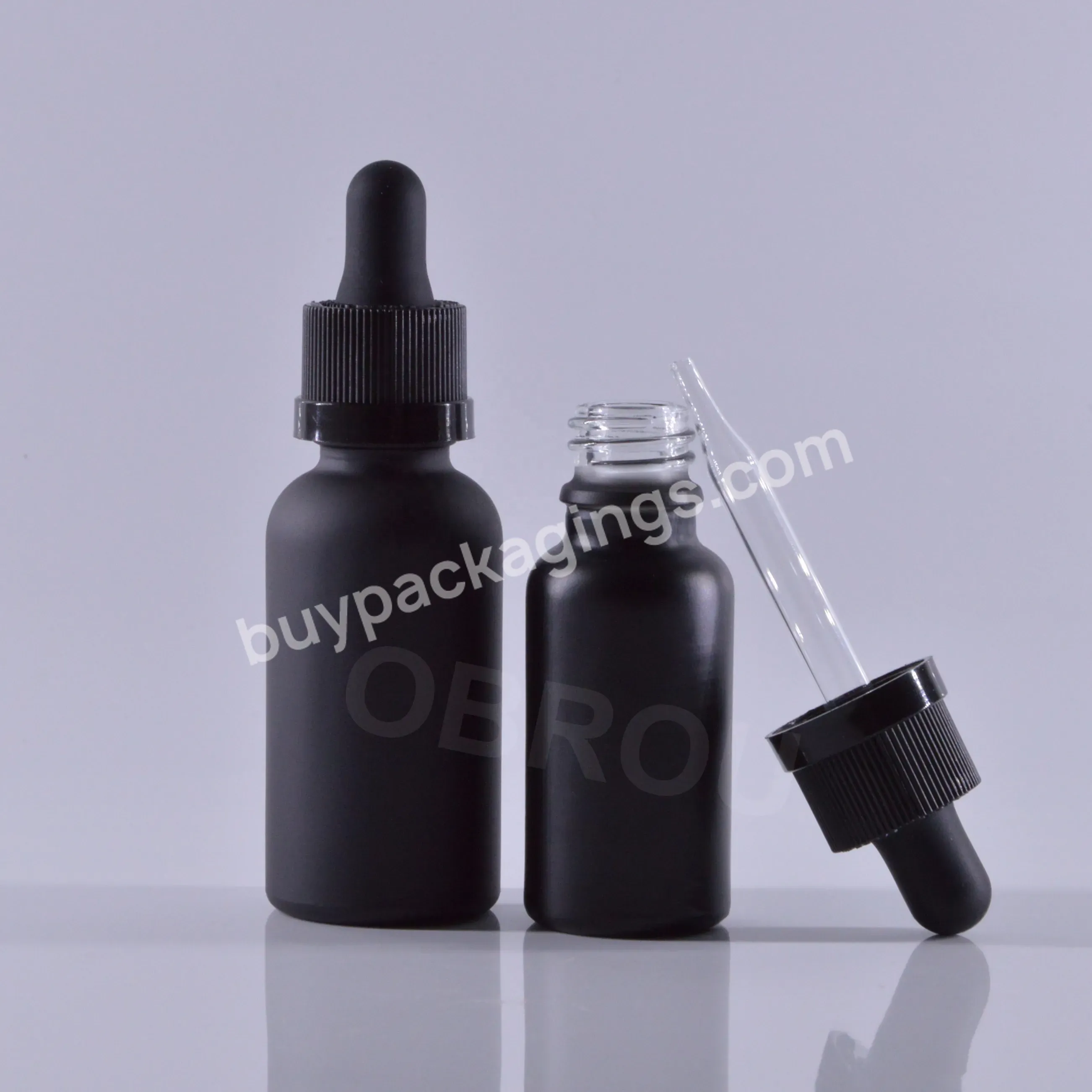 Obrou 10ml 20ml 30ml 50ml 60ml 100ml Cosmetic Skin Care Essential Oil Essence Packaging Frosted Glass Matte Black Dropper Bottle