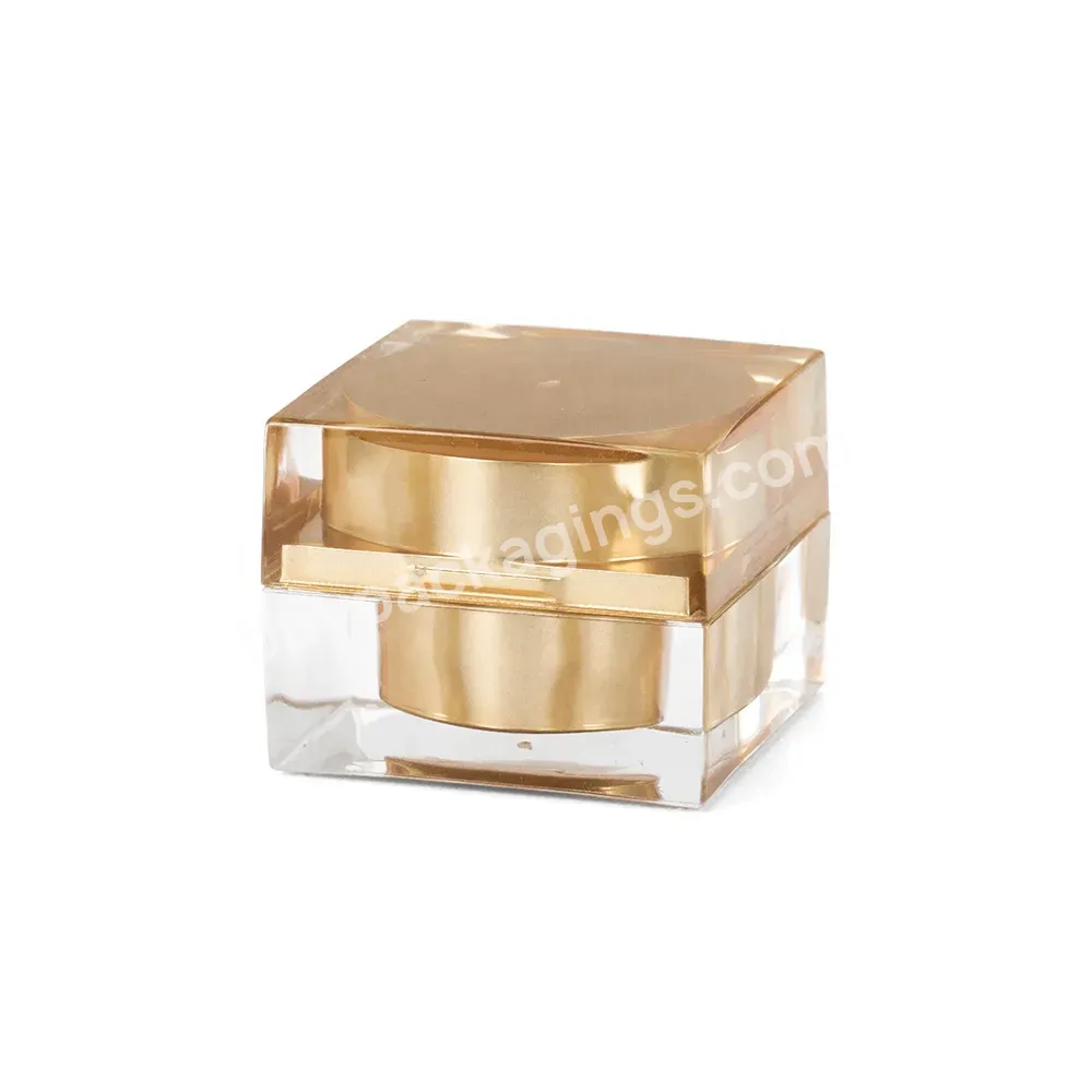 Obrou 5 10 30 G Clear Gold Luxury Square Shape Plastic Skin Care Packaging Face Cream Jars With Screw Top Lids
