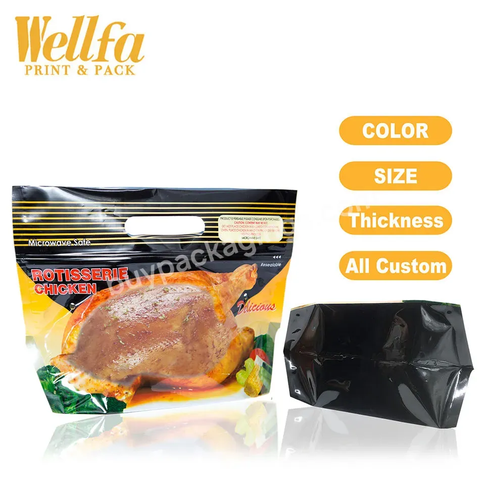 Oem Bolsas Resellables Custom Printed Microwavable Stand Up Bags For Roasted Chicken Packaging Bag With Handle - Buy Roasted Chicken Packaging Frozen Food Bags,Custom Printing Resealable Zipper Microwavable Plastic Fresh Packaging Hot Grill Roast Chi