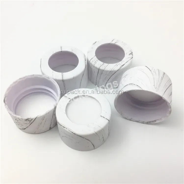 Oem Custom 28mm Light Water Transfer Printing Color Plastic Cap With Hole And Insert Pe Seal