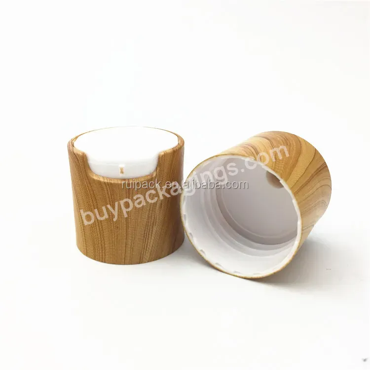 Oem Custom 32mm Size Plastic Disc Cap With Wood Surface Water Transfer Plastic Cap - Buy Disc Cap,Disc Top Cap,32mm Plastic Bottle Cap.