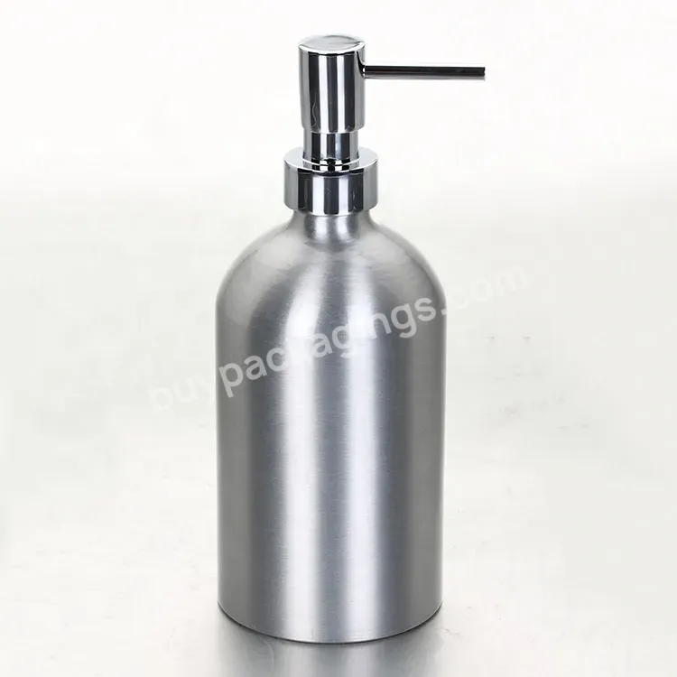 Oem Custom 500ml Silver Black Green Meal Aluminum Lotion Shampoo Bottles With Stain Steel Pump