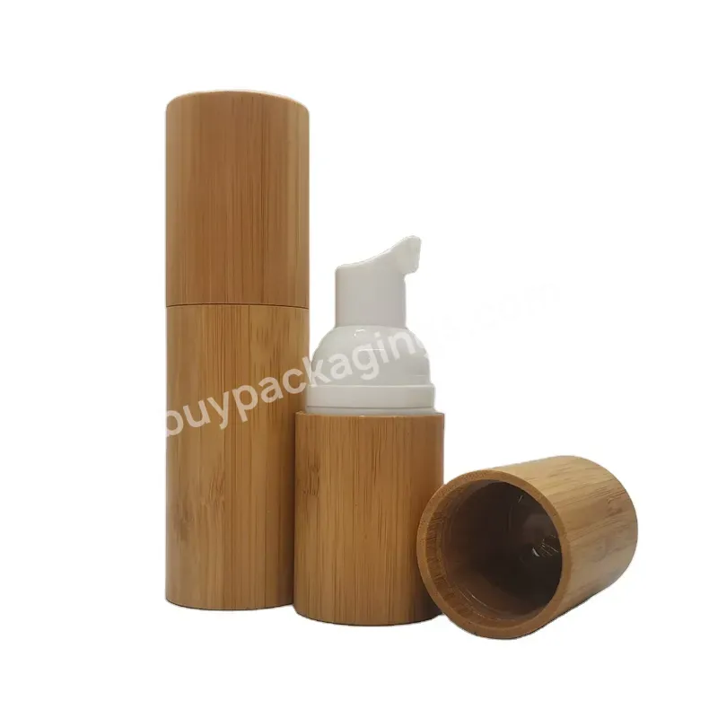 Oem Custom Bamboo Cover Foam Pump Bottle 30ml 50ml With Pp Inner Cosmetic Packaging Cosmetic Containers 100% Organic Wood Bamboo - Buy Foam Pump Bottle,Bamboo Series,Cosmetic Packaging.