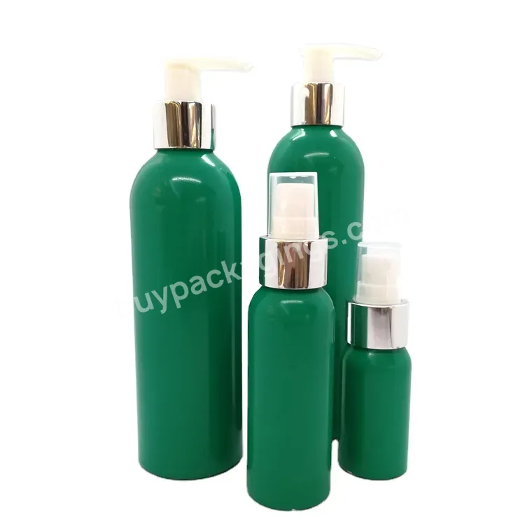 Oem Custom Eco-friendly Glossy Green 100ml 200ml 500ml 1000ml Aluminum Pump Bottle For Cosmetic Shampoo Gel Cleaner Manufacturer/wholesale
