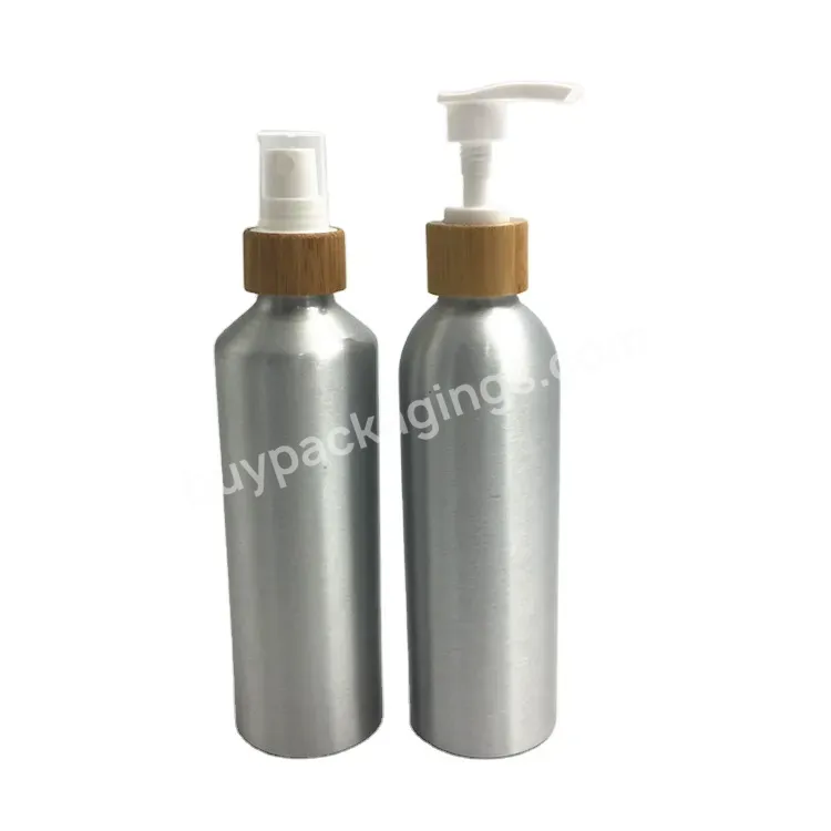 Oem Custom Factory Empty Personal Care Aluminum Shampoo Bottle Packaging With Bamboo Pump Manufacturer/wholesale