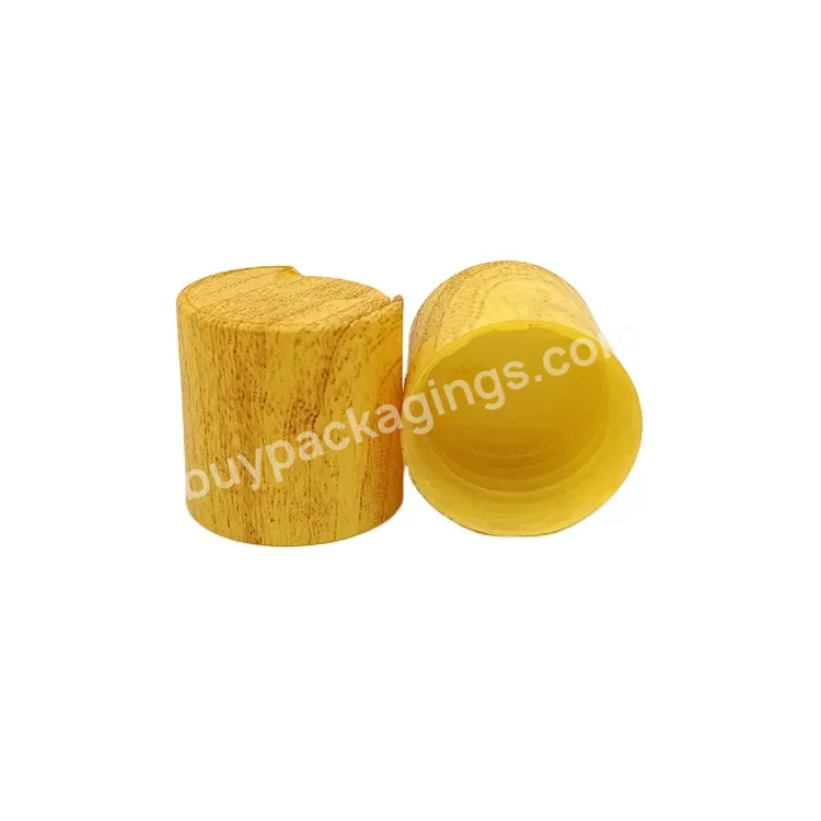 Oem Custom Factory Water Transfer Printed Plastic Disc Top Cap 24/410 With Wood Surface Manufacturer/wholesale - Buy Wood Effect Disc Top Cap,Water Transfer Printing Disc Cap,Disc Top Cap.