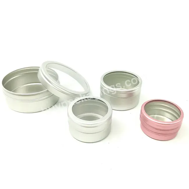 Oem Custom Lip Balm Container Box Round Tin Clear Cosmetic Jar With Window Lid Aluminium Jar