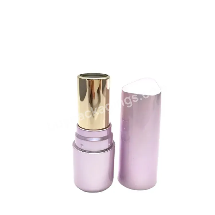 Oem Custom Luxury Shiny Purple Round Empty Aluminum Shell Lipstick Tube Container For Cosmetic - Buy Lipstick Tube,Lipstick Container,Lip Balm Tube.