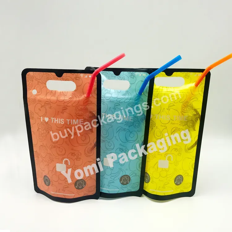 Oem Custom Printed Packaging Packing Spout Plastic Beverage Bags Clear Straw Juice Drink Pouch - Buy Beverage Bags,Beverage Plastic Bags,Juice Beverage Bags.
