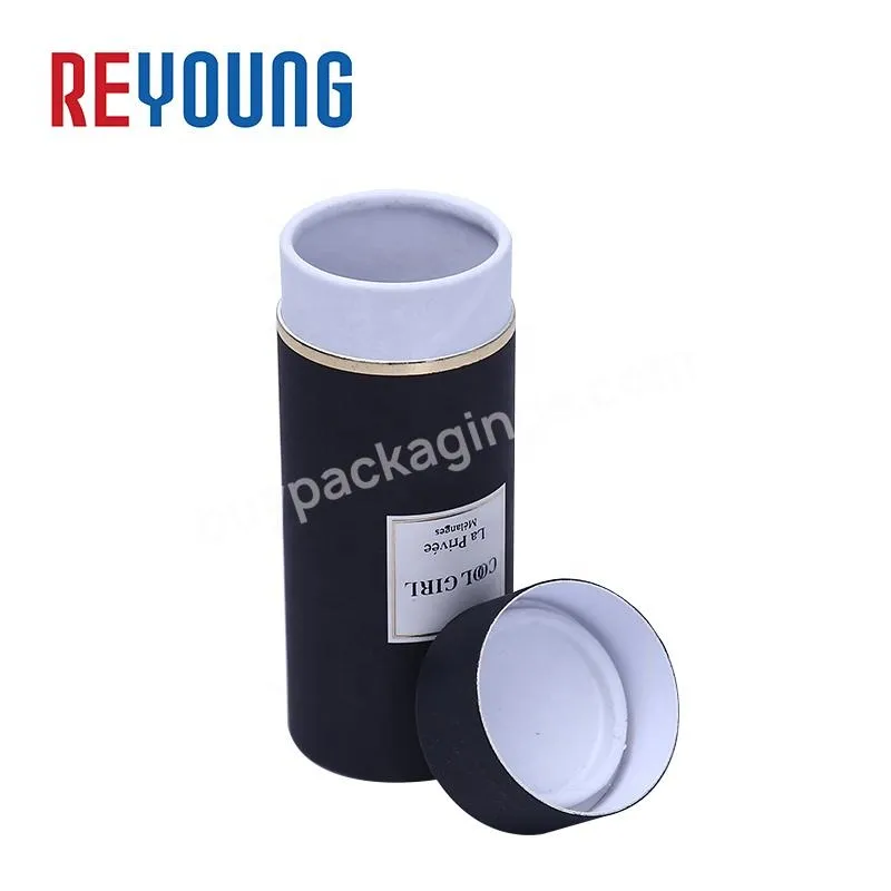 OEM Cylinder Shaped Gift Box Black Cosmetic Paper Tube Packaging For Tea Coffee Poster