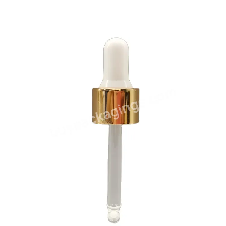 Oem Gold Uv Aluminum Ring Glass Dropper 20/410 Plastic/silicone Material Dropper Sealed For Essential Oil Bottle Free Samples