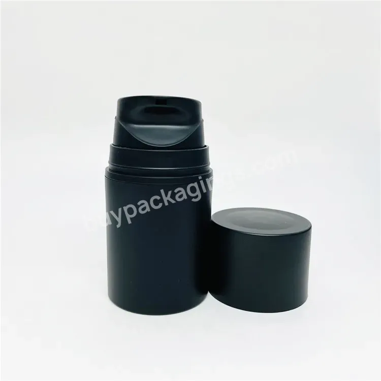 Oem Hot High Quality Frosted Black Airless Bottle Empty Cosmetic Plastic Airless Pump Bottles 50ml 1.7oz