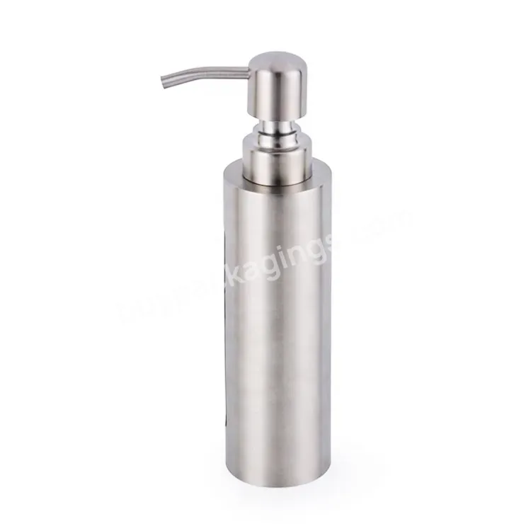 Oem Oem Refillable 200ml Rushed Silver Metal Stainless Steel Liquid Soap Shampoo Lotion Pump Bottles With Visible Cut-out Window