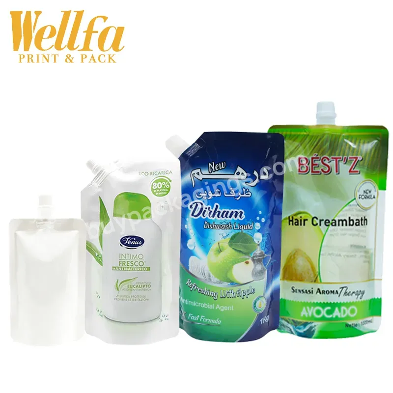 Oem Plastic Detergents Spouted Bag Cosmetic Shampoo Body Wash Soap Laundry Packaging Stand Up Spout 1 Litre Liquid Refill Pouch - Buy Liquid Drink Bag 2l Stand Up Bpa Free Reusable Refill Sachet Pouches Soap High Quality Aluminum Foil Custom Plastic