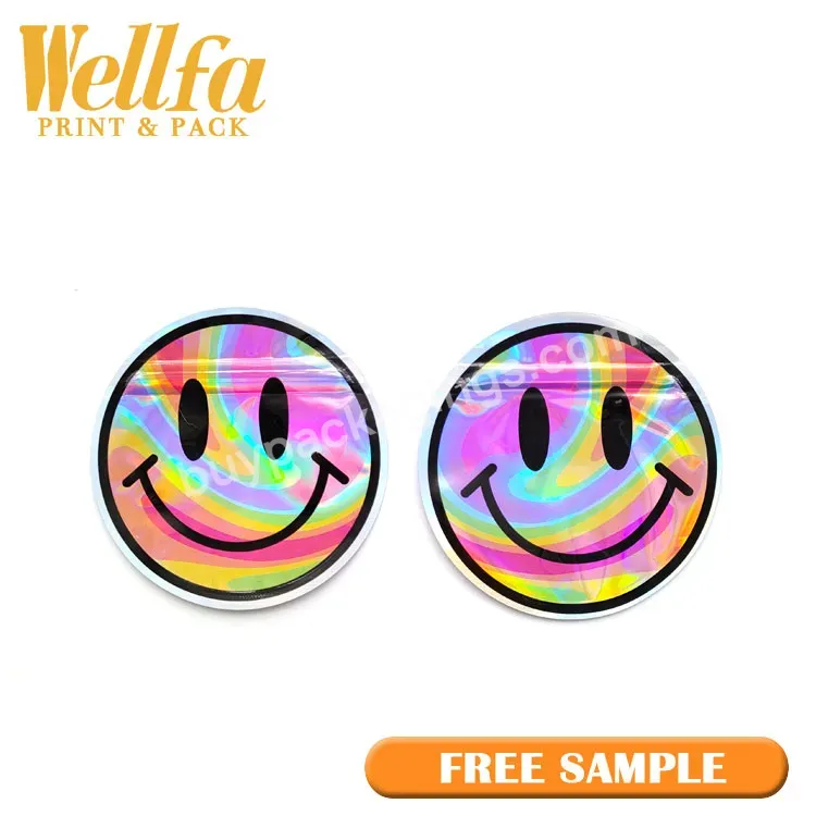 Oem Printed Bolsa De Plastico Resealable Ziplock Round Holographic Candy Packaging Die Cut 3.5 7 G Custom Shape Mylar Bag - Buy Custom Shaped Mylar Bag,Print Packaging Candy Heart Different Unique Round Circle 35 7g Irregular Special Plastic Diecut D
