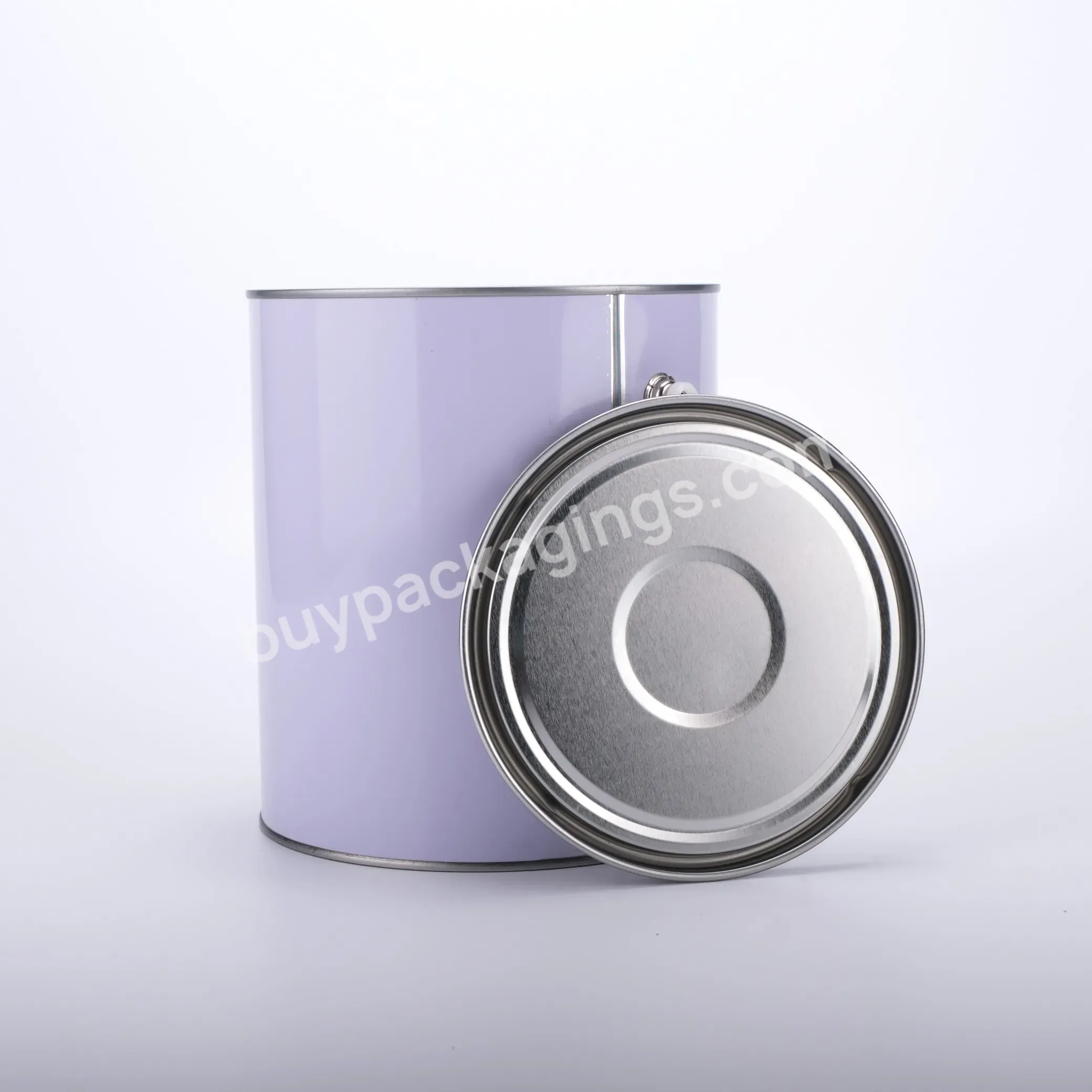 Oil Tin Can 3.7l Wholesale Food Grade Custom Print Metal Olive Packaging With Plastic Spout Lid For Cooking - Buy Metal Paint Can,Round Paint Can,Tin Can For Paints.