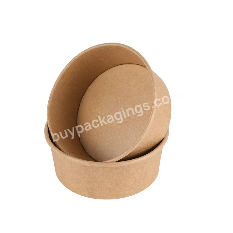 Oilproof Disposable Rice Food Containers Paper Kraft Coat Salad Bowl Paper Bowl With Lid - Buy Kraft Paper Salad Bowl,Salad Bowl Kraft,Disposable Kraft Salad Paper Bowl.