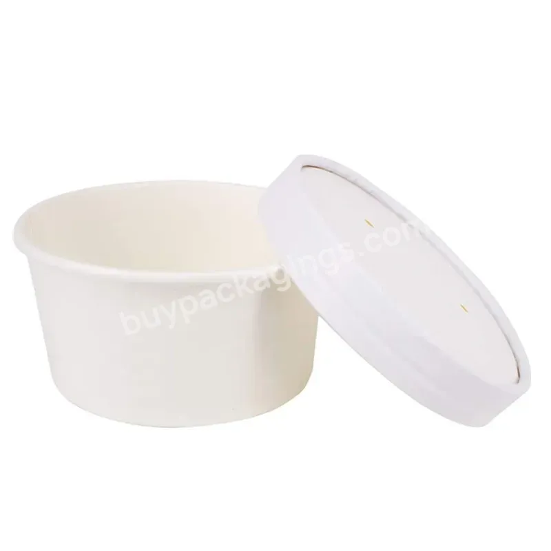 Oilproof White Paper Bowl 1000ml For Salad Packaging Waterproof Design Rice Paper Water Bowl