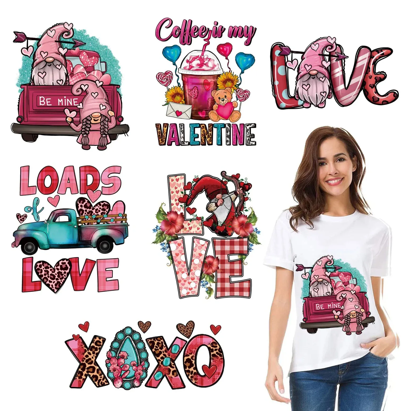 Osmo Custom Valentine's Day Iron on Heat Transfer Stickers T-Shirt Decals Patches Transfer Paper for Clothing Backpack Hat