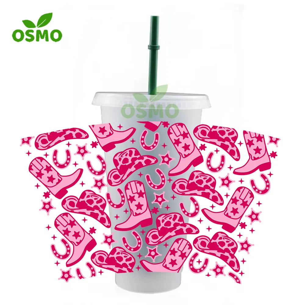Osmo Factoroy Custom 3D Uv Dtf Transfer Cup Wraps Vinyl Transfer Wraps for 16oz 24oz Cups Tumblers Libbey Glass Cans