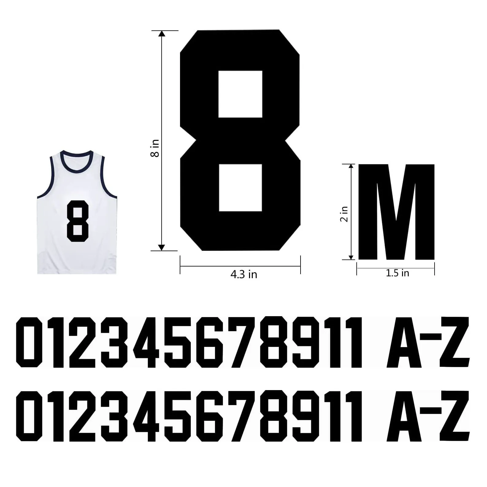 Osmo Factory Iron On Letters Numbers Symbols Heat Transfer Letters Paper DIY Letters for Clothing Jerseys T Shirts Team Slogan