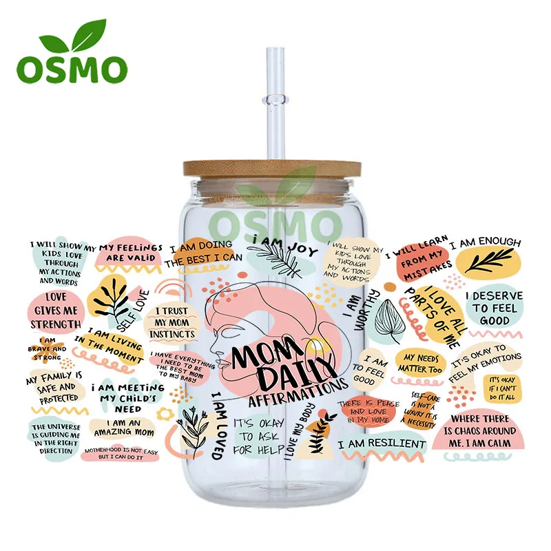 Osmo Factory Wholesale 3D UV Dtf Cup Wraps 16oz Libbey Glass Can Wraps Tumbler Transfers Sticker Decals