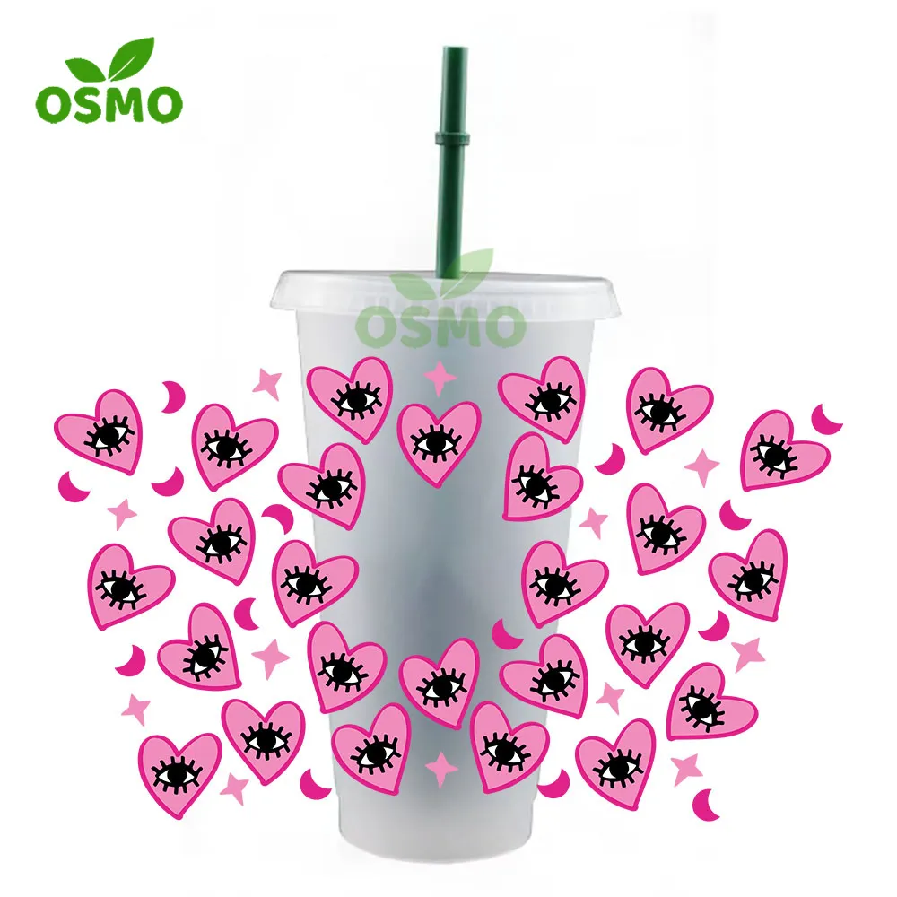 Osmo Wholesale Custom 3D Uv Dtf Transfer Cup Wraps For 24oz Cold Cups 16oz Libbey Glass Cans Wraps