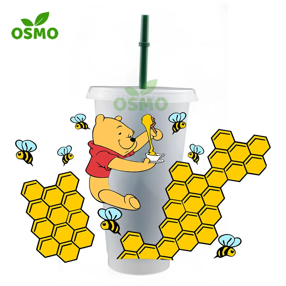 Osmo Wholesale Custom 3D Uv Dtf Transfer Cup Wraps For 24oz Cold Cups 16oz Libbey Glass Cans Wraps