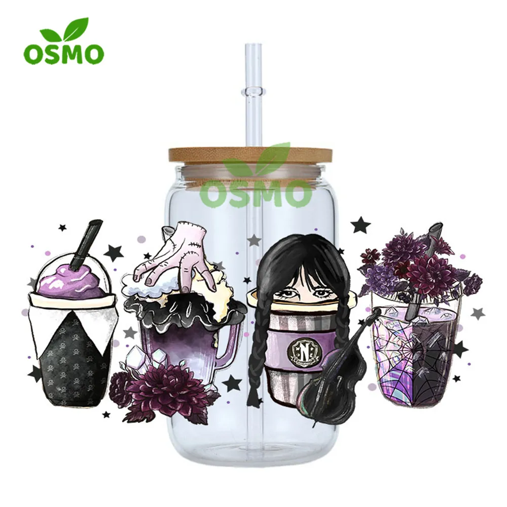 Osmo Wholesale Custom Printed 3D UV Dtf Transfer Cup Wraps For 16oz Libbey Glass Beer Cans 24oz Cold Cup Wraps