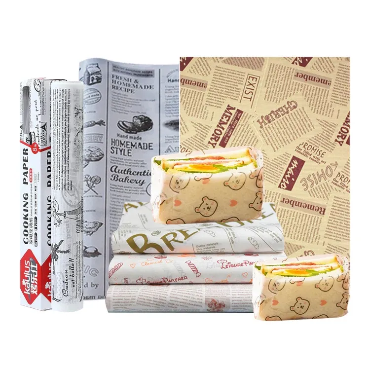 Osmo Wholesale Customized Logo Food Grade Burger Sandwich Paper Deli Meat Wrapping Wax Coated Paper