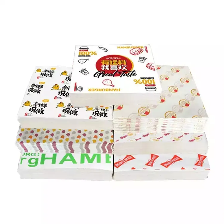 Osmo Wholesale Customized Logo Food Grade Burger Sandwich Paper Deli Meat Wrapping Wax Coated Paper