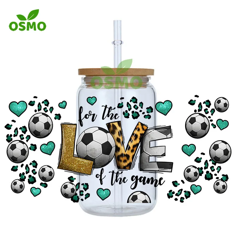 Osmo Wholesale Factory Printed UV Dtf Transfer Cup Wraps Basketball 16oz Libbey Glass Can Wraps Transfer Sticker Decals