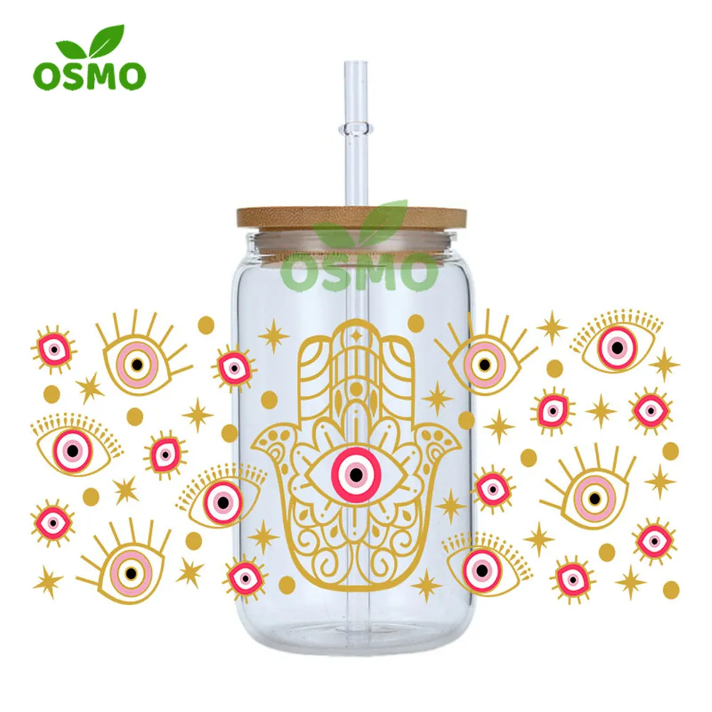 Osmo Wholesale Factory Printed UV Dtf Transfer Cup Wraps Easter 16oz Libbey Glass Can Wraps Uv Transfer Decals
