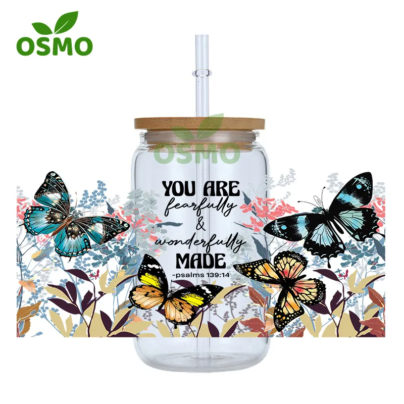 Osmo Wholesale Factory Printed UV Dtf Transfer Cup Wraps Mathers Day Mama 16oz Libbey Glass Can Wraps Uv Transfer Decals