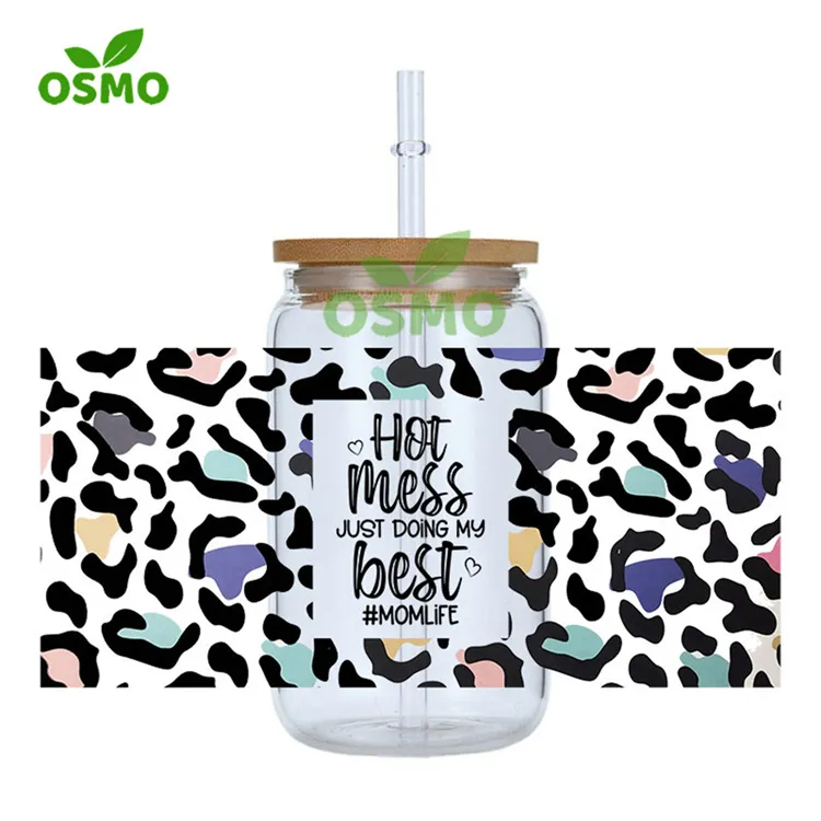 Osmo Wholesale Factory Printed UV Dtf Transfer Cup Wraps Mouse 16oz Libbey Glass Can Wraps Transfer Sticker Decals